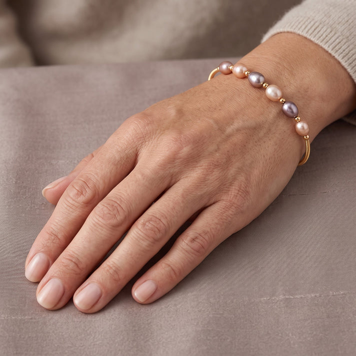 Multi Color Fresh Water Pearl Adjustable Bangle (Size - 7) 20.00 Ct. 8723796 2