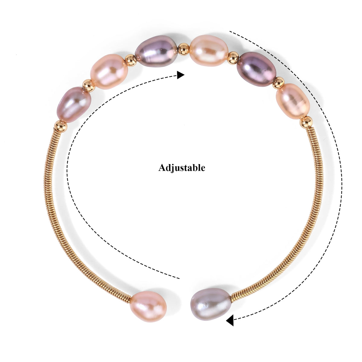 Multi Color Fresh Water Pearl Adjustable Bangle (Size - 7.5) 8723796 5