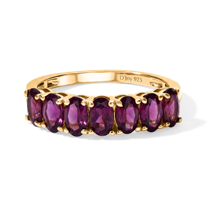 D'Joy - Orissa Natural Rhodolite Garnet 7 Stone Ring in Yellow Gold Plated Sterling Silver 2.14 Ct. 8723823 1