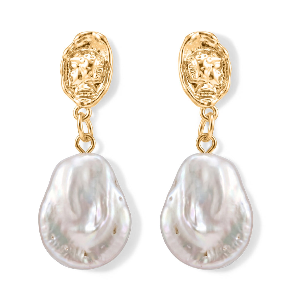 White Keshi Pearl Solitaire Earring with Push Back_8723844