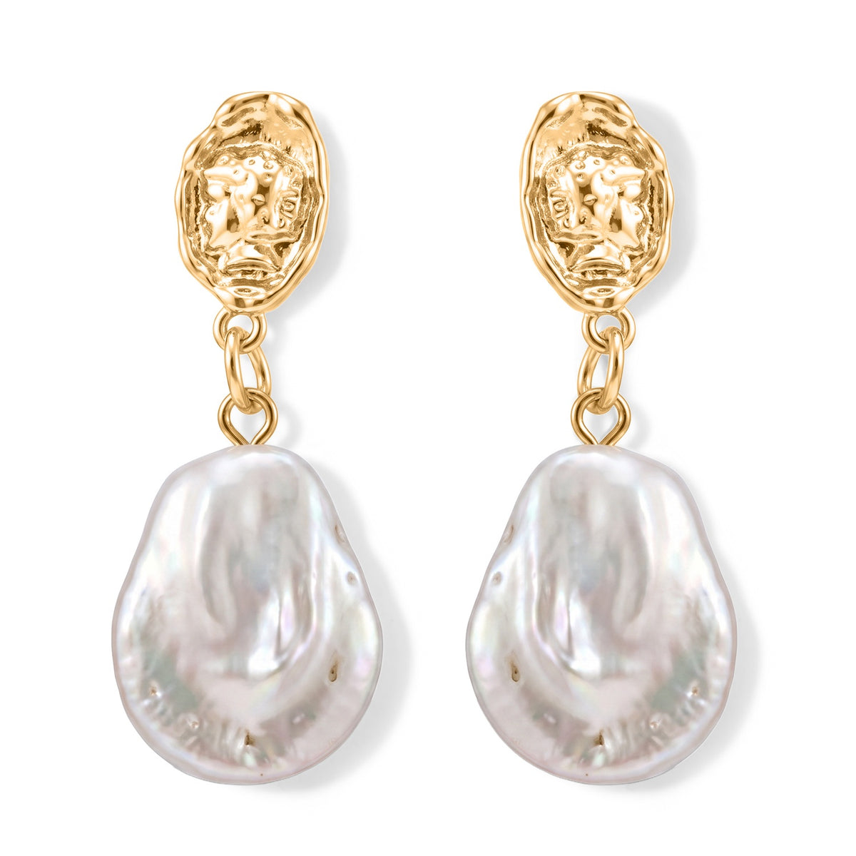 White Keshi Pearl Solitaire Earring with Push Back V32669348 0