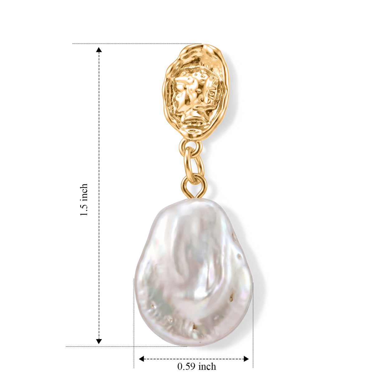 White Keshi Pearl Solitaire Earring with Push Back V32669348 5