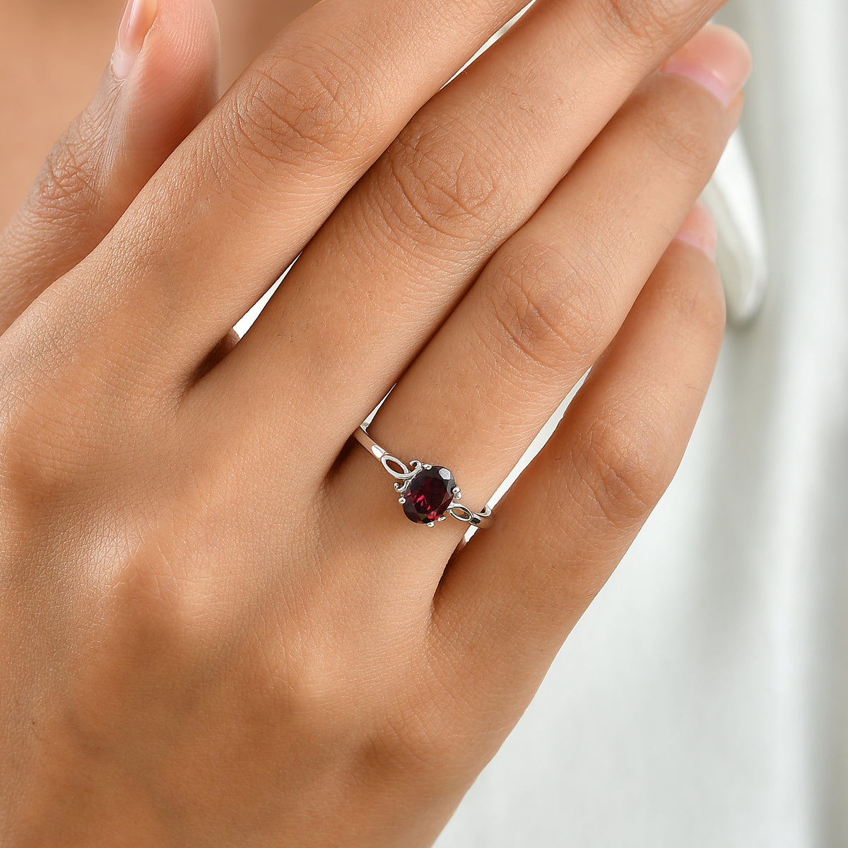 D'Joy - Orissa Natural Rhodolite Garnet Solitaire Ring in Platinum Overlay Sterling Silver 1.00 Ct. 8723888 1