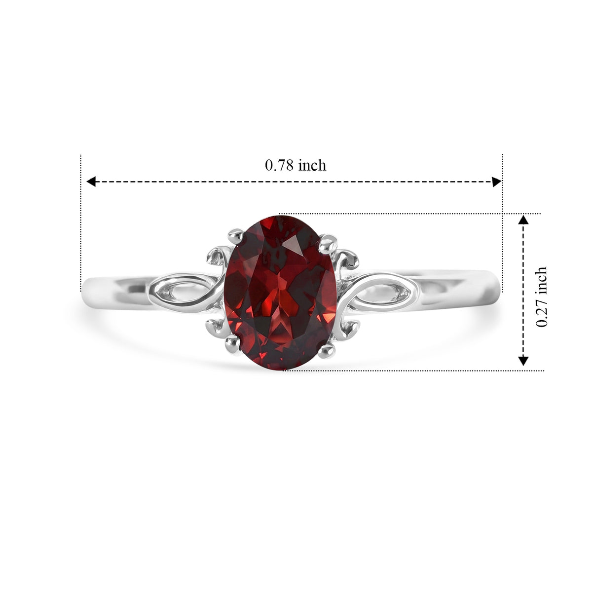 D'Joy - Orissa Natural Rhodolite Garnet Solitaire Ring in Platinum Overlay Sterling Silver 1.00 Ct. 8723888 4