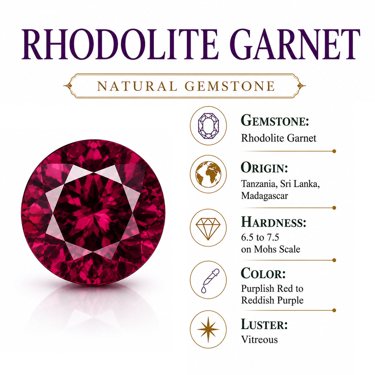 D'Joy - Orissa Natural Rhodolite Garnet Solitaire Ring in Platinum Overlay Sterling Silver 1.00 Ct. 8723888 5