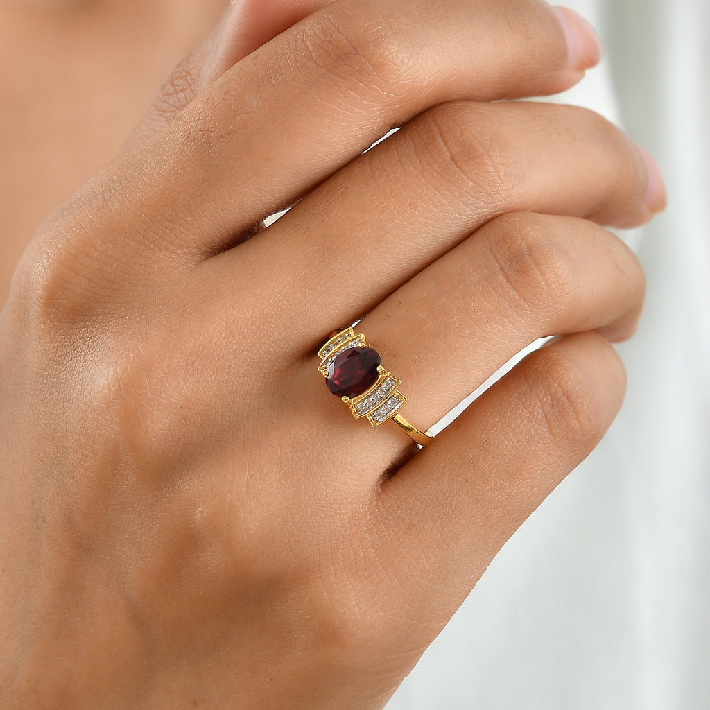 D'Joy Rhodolite Garnet, White Zircon Main Stone With Side Stone Ring Sterling Silver  1.673  Ct._8723902_1