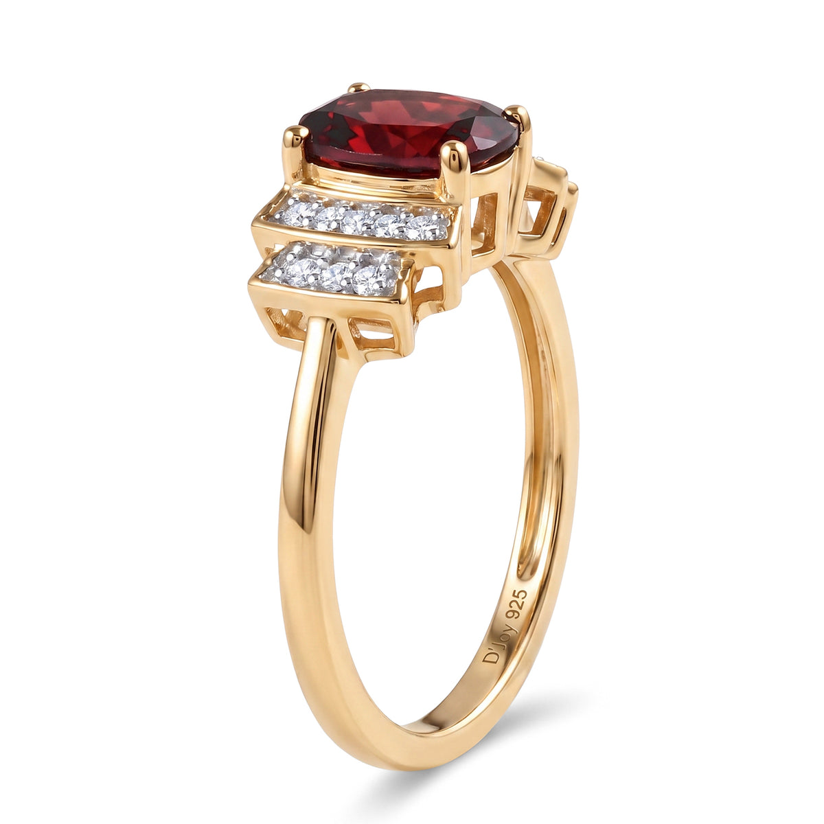 D'Joy - Orissa Natural Rhodolite Garnet &amp; White Zircon Ring in Yellow Gold Plated Sterling Silver 1.67 Ct. V32732539 3