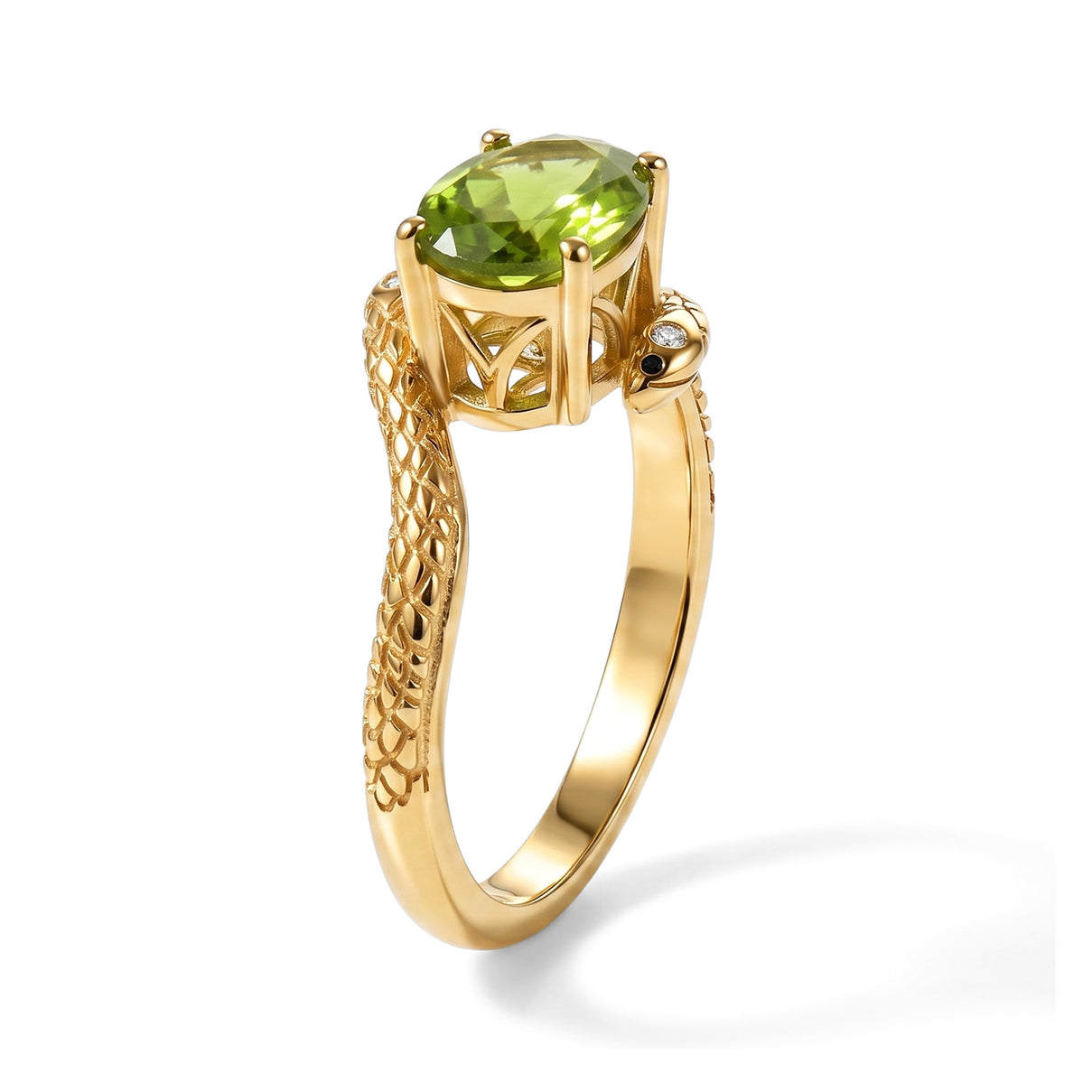 D'Joy - Peridot &amp; White Zircon Bypass Ring in Yellow Gold Plated Sterling Silver 1.27 Ct. 8724540 4