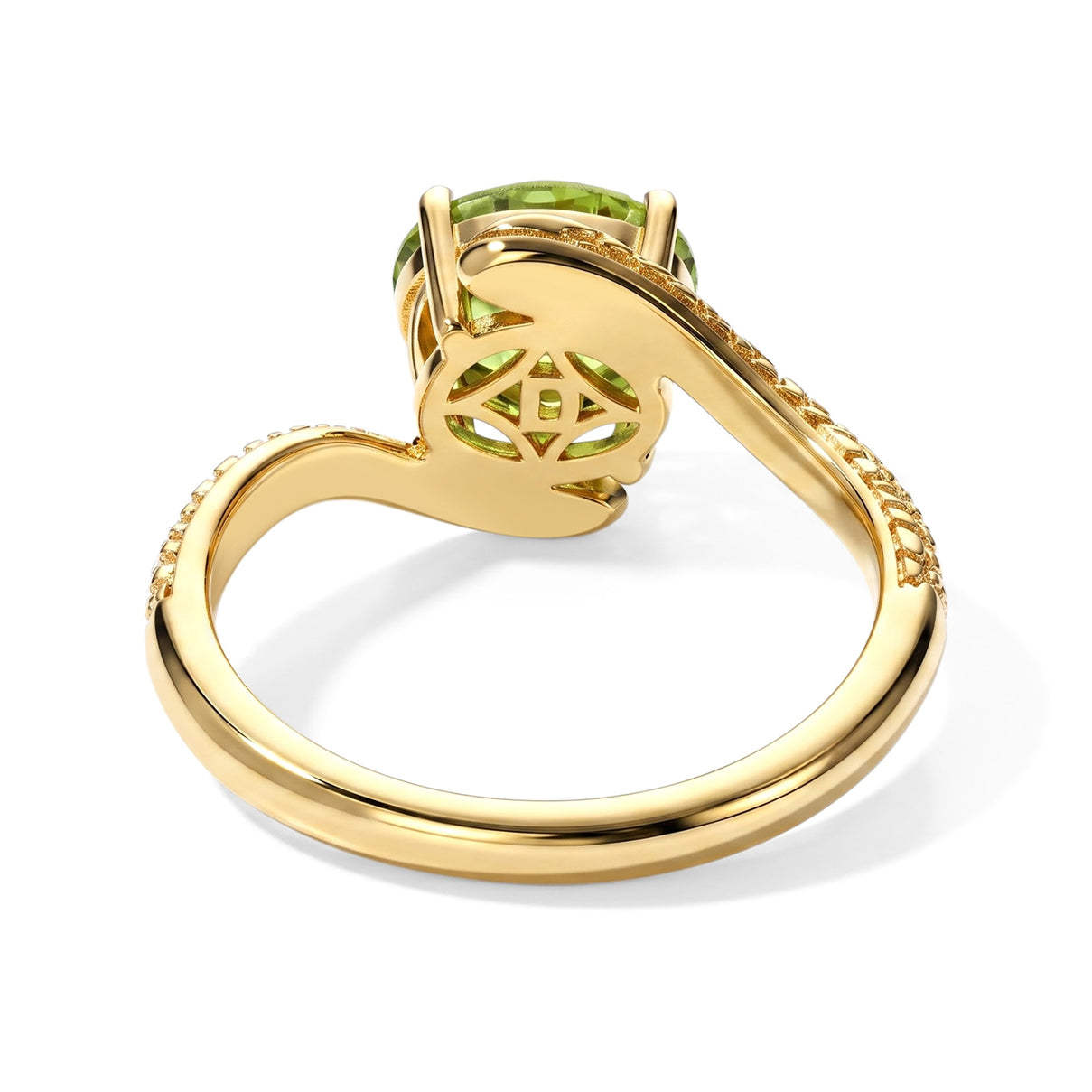 D'Joy - Peridot &amp; White Zircon Bypass Ring in Yellow Gold Plated Sterling Silver 1.27 Ct. 8724540 5
