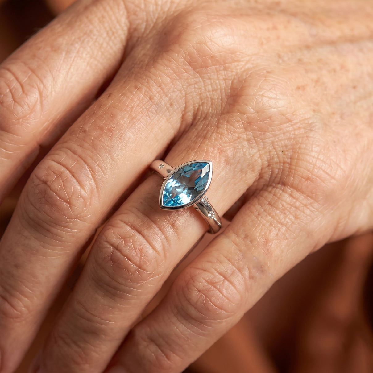 D'Joy - Swiss Blue Topaz &amp; White Zircon Ring in Rhodium Overlay Sterling Silver 5.07 Ct. 8724599 2