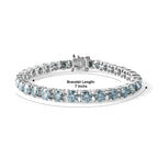 D'Joy - Paraiba Moissanite Tennis Bracelet (Size - 7) in Rhodium Overlay Sterling Silver 16.55 Ct, Silver Wt. 11.70 Gms_8724635_4