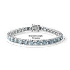 D'Joy - Paraiba Moissanite Tennis Bracelet (Size - 7.5) in Rhodium Overlay Sterling Silver 16.55 Ct, Silver Wt. 12.90 Gms_8724643_4