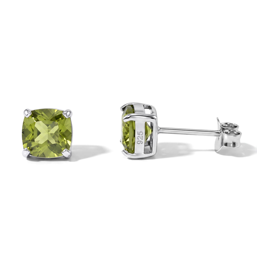 D'Joy - Peridot Stud Earring with Push Back in Rhodium Overlay Sterling Silver 2.14 Ct._8724659