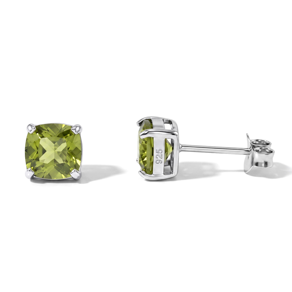 D'Joy - Peridot Stud Earring with Push Back in Rhodium Overlay Sterling Silver 2.14 Ct. 8724659 0