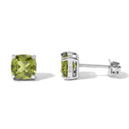 D'Joy - Peridot Stud Earring with Push Back in Rhodium Overlay Sterling Silver 2.14 Ct._8724659