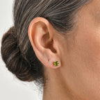 D'Joy - Peridot Stud Earring with Push Back in Rhodium Overlay Sterling Silver 2.14 Ct._8724659_1