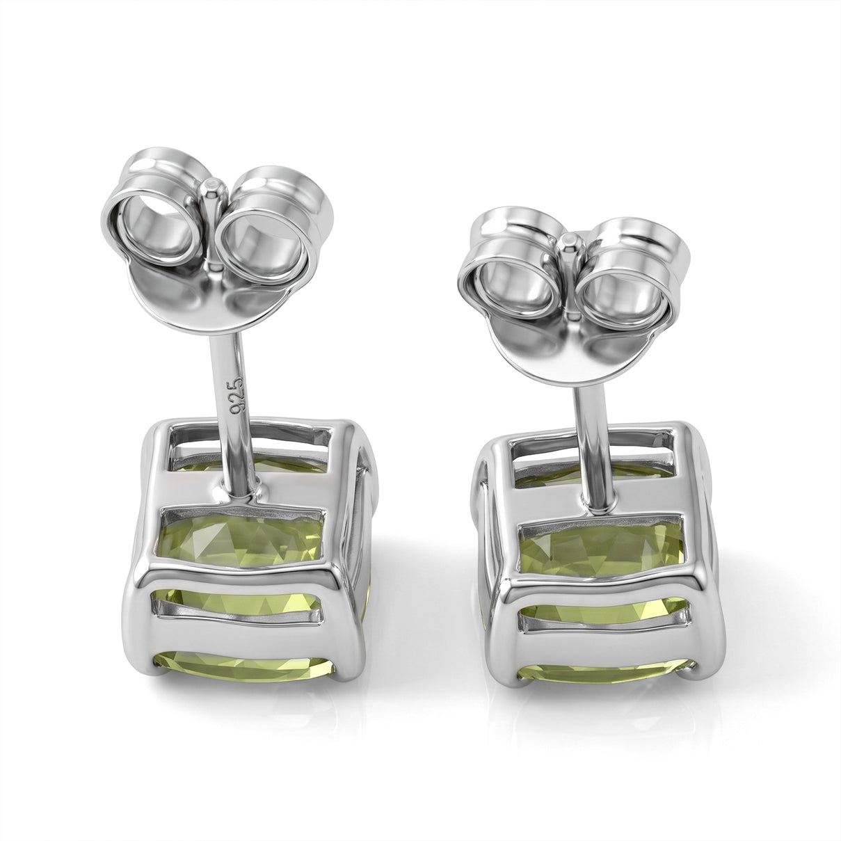D'Joy - Peridot Stud Earring with Push Back in Rhodium Overlay Sterling Silver 2.14 Ct. 8724659 4