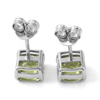 D'Joy - Peridot Stud Earring with Push Back in Rhodium Overlay Sterling Silver 2.14 Ct._8724659_3