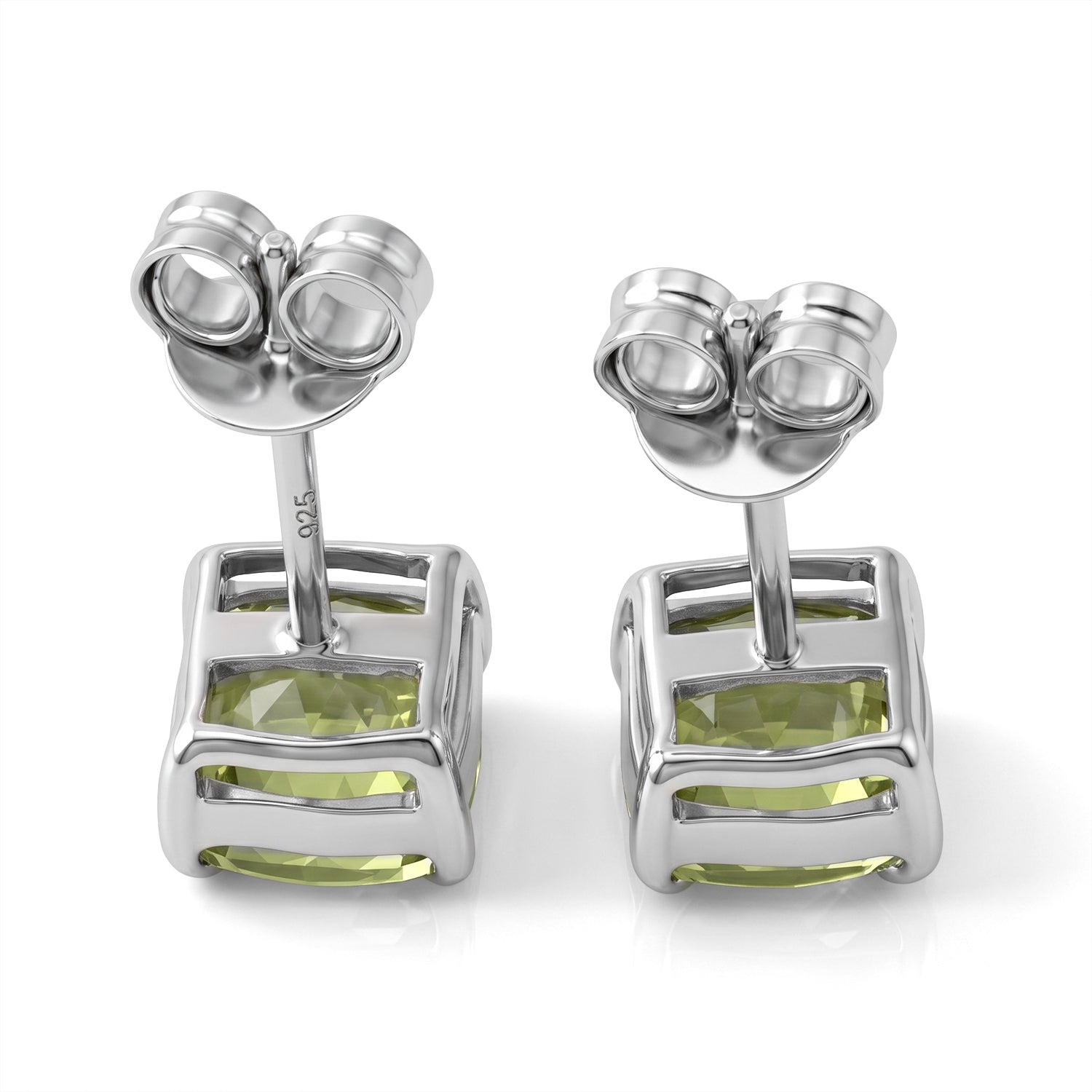 D'Joy - Peridot Stud Earring with Push Back in Rhodium Overlay Sterling Silver 2.14 Ct. 8724659 4