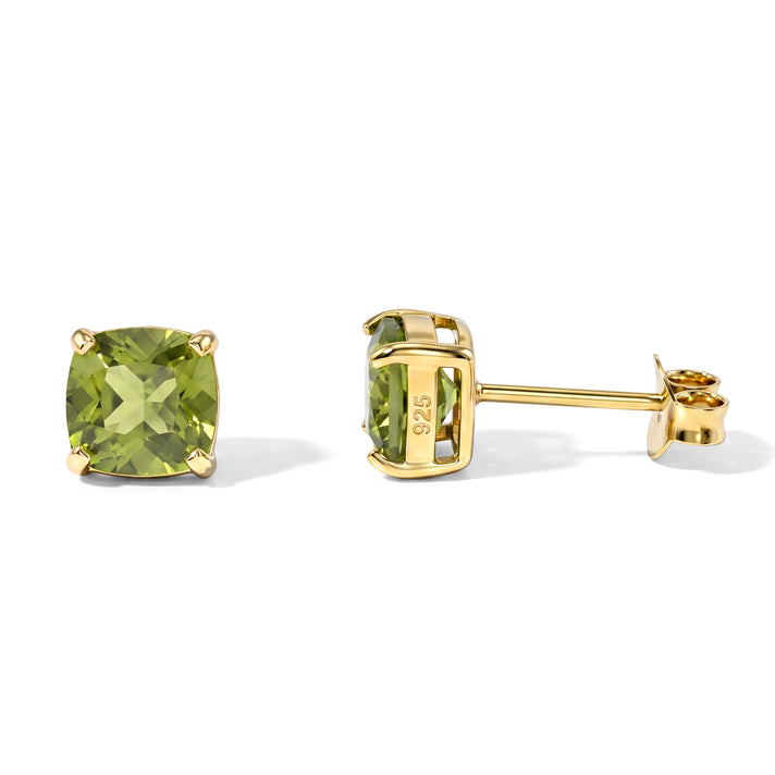 D'Joy - Natural Hebei Peridot Stud Earring with Push Back in 18K Vermeil Yellow Gold Plated Sterling Silver 2.14 Ct. V32626335 1