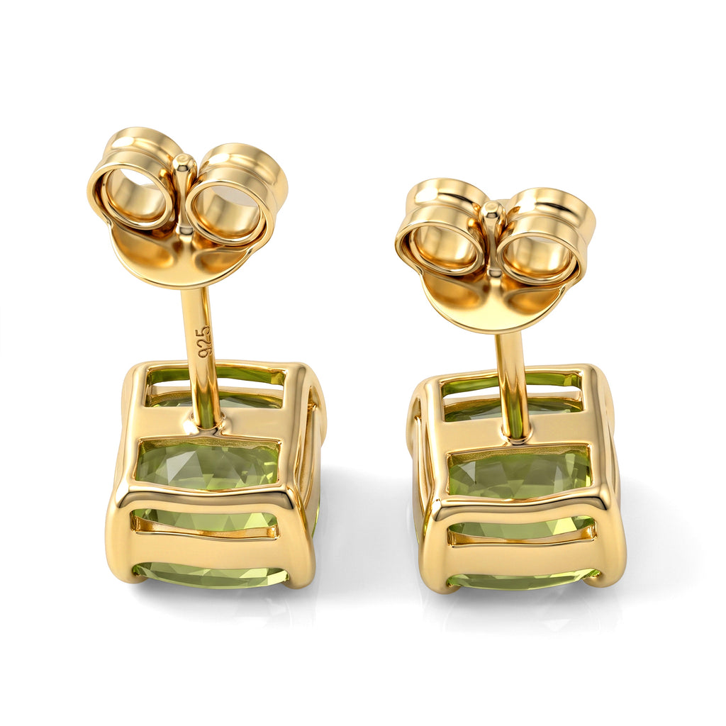 D'Joy - Peridot Stud Earring with Push Back in 18K Vermeil Yellow Gold Plated Sterling Silver 2.14 Ct._8724720_3