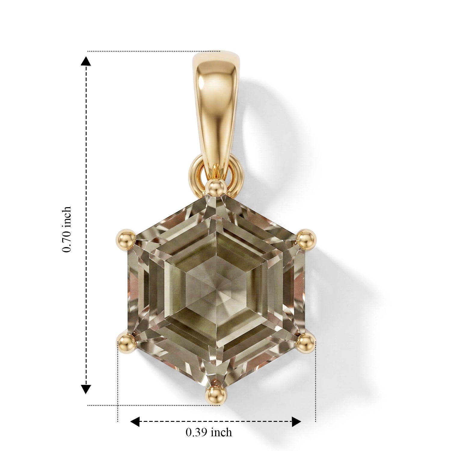 Luxoro - 9K Yellow Gold AAAA Turkizite Hexagon Shape Solitaire Pendant 3.40 Ct. 8724923 5
