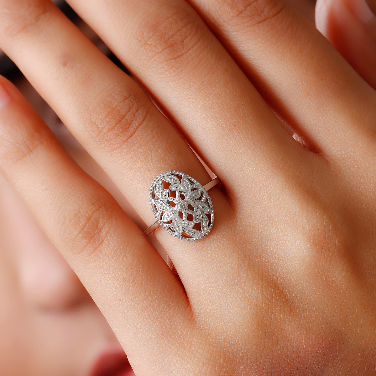Diamond Ring in Platinum Plated Sterling Silver V32514239 5