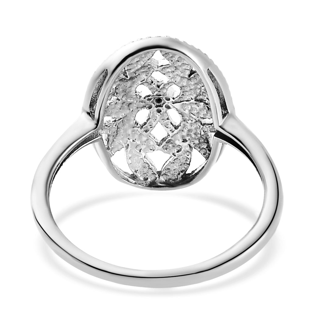 D'Joy - Natural White Diamond Floral Ring in Platinum Overlay Sterling Silver_8726340_6