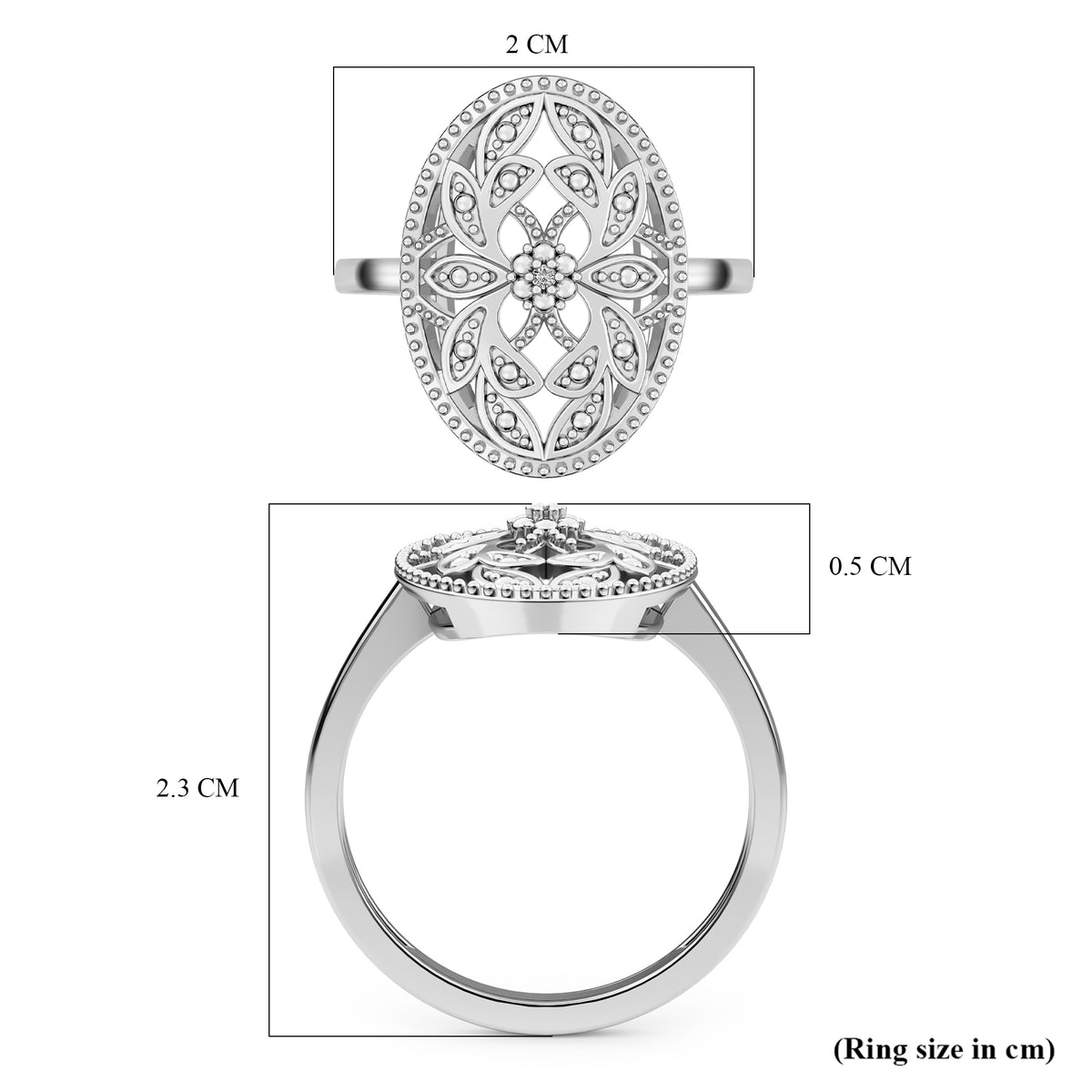 Diamond Ring in Platinum Plated Sterling Silver V32514239 8