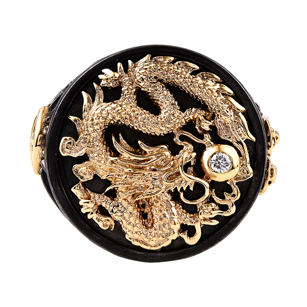 Galatea - The Capitan Collection - Diamond Dragon Ring in Diamond (SI-GH) & 14K Yellow Gold 3.42 Grams_8727204