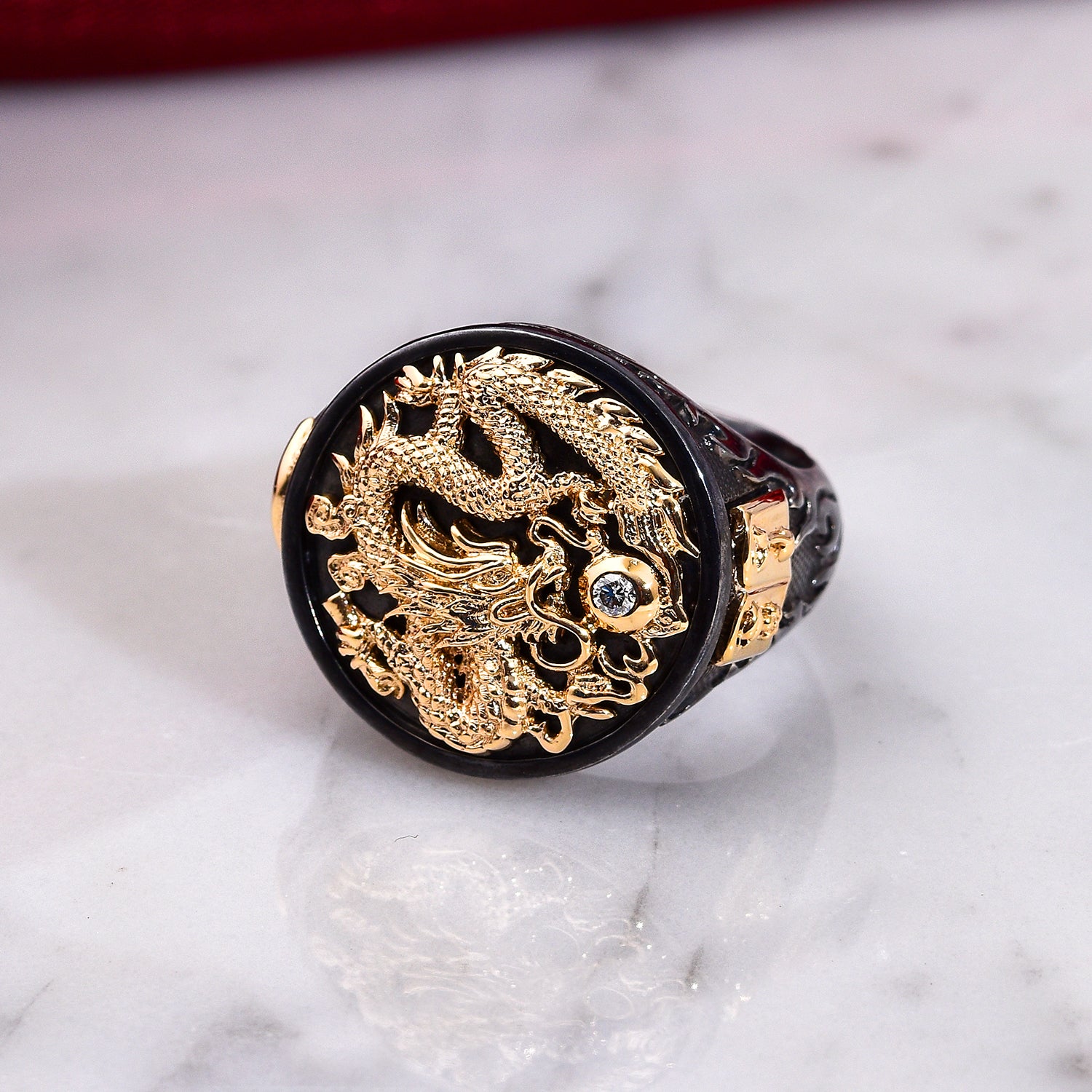 Galatea - The Capitan Collection - Diamond Dragon Ring in 14K Yellow Gold &amp; Sterling Silver 8727204 1