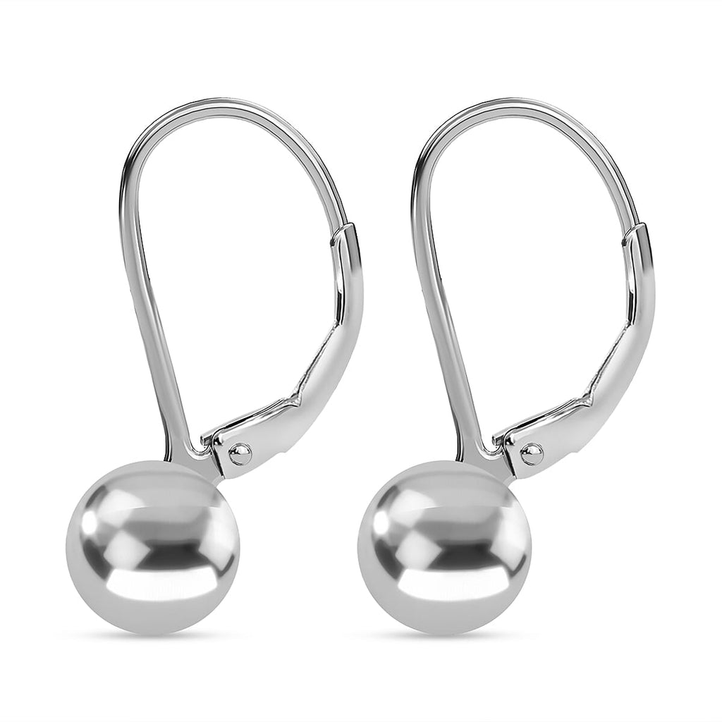 NY Closeout - White Gold Plated Sterling Silver Earrings with Lever Back