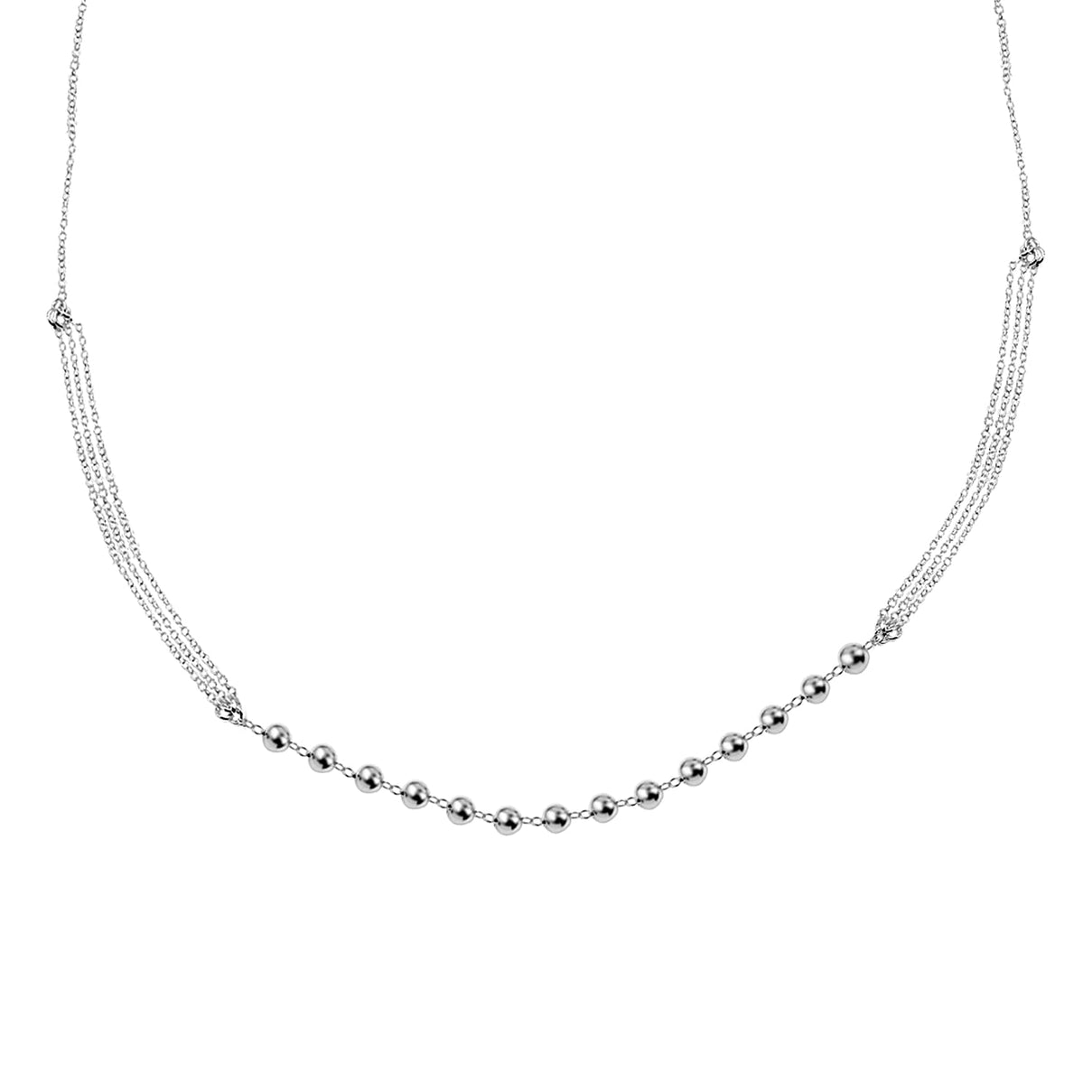 Adjustable Bead Station Necklace Size 20 in Sterling Silver 8728237 0