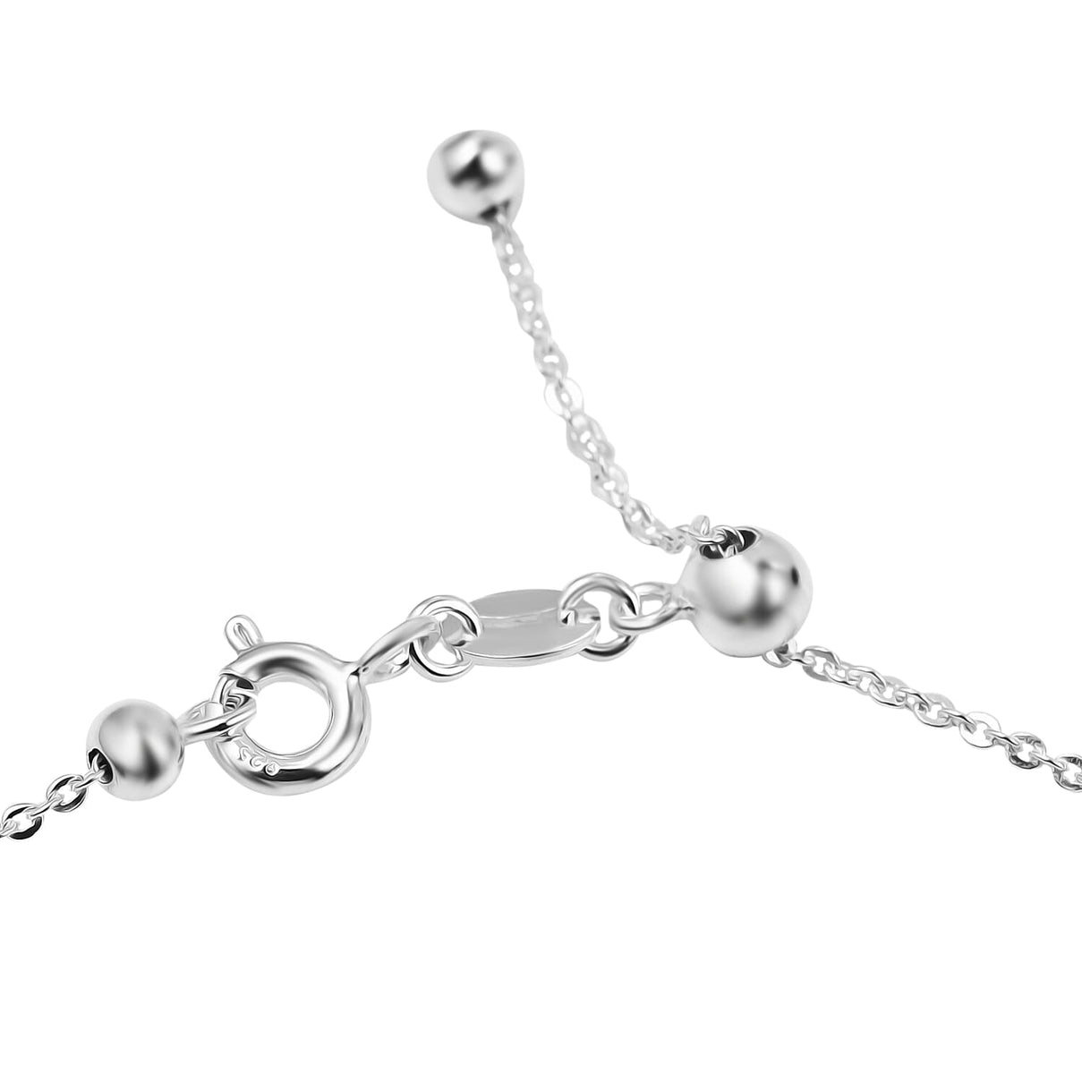 Adjustable Bead Station Necklace Size 20 in Sterling Silver 8728237 3