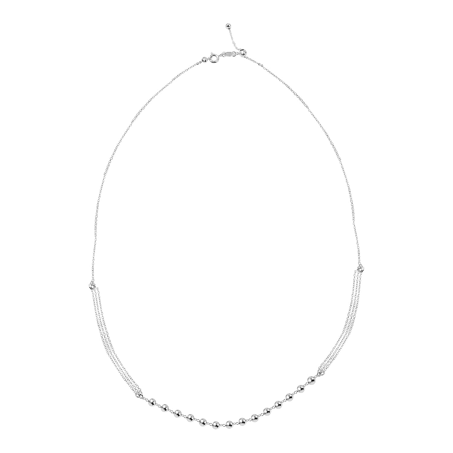 Adjustable Bead Station Necklace Size 20 in Sterling Silver 8728237 4