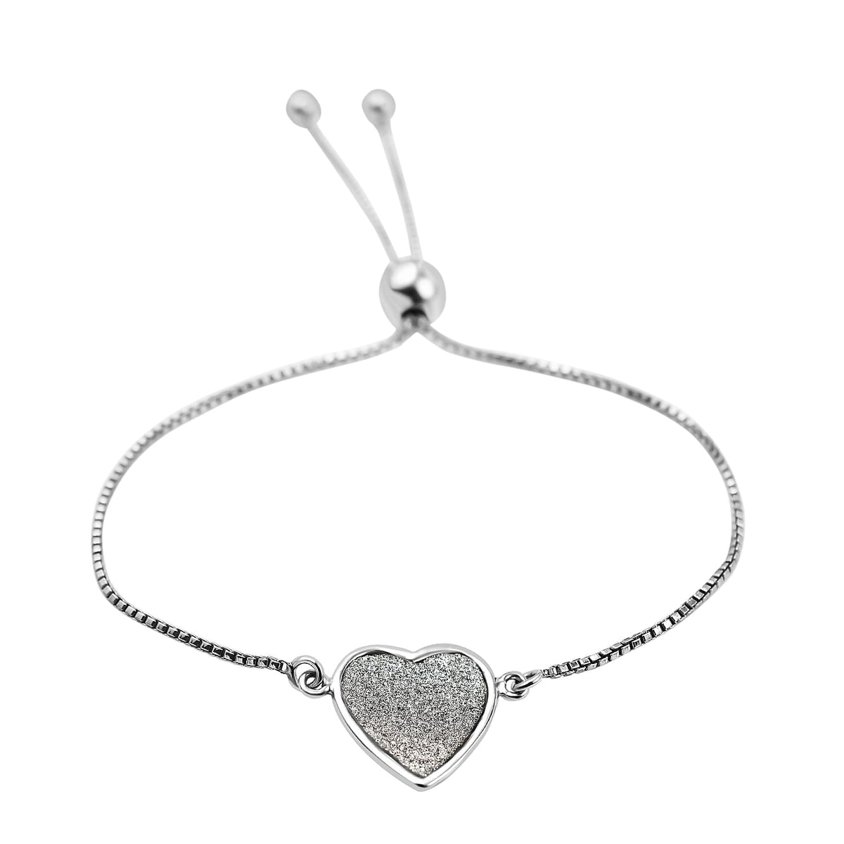 Adjustable Heart Bracelet Size 9 in Rhodium Plated Sterling Silver 8728255 0