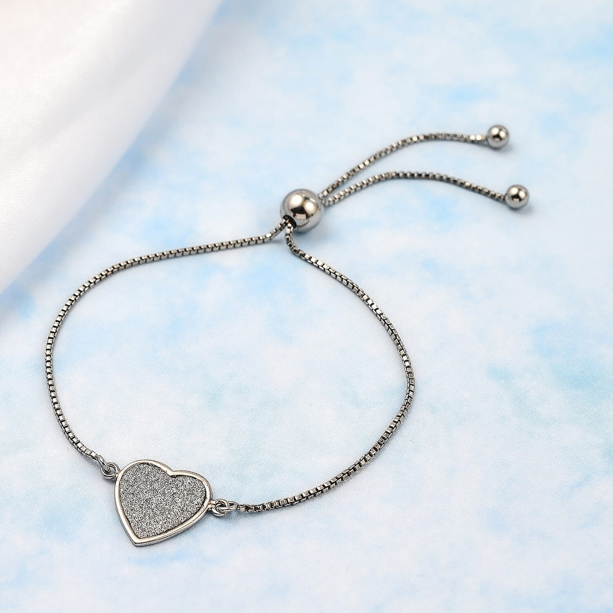 Adjustable Heart Bracelet Size 9 in Rhodium Plated Sterling Silver 8728255 1