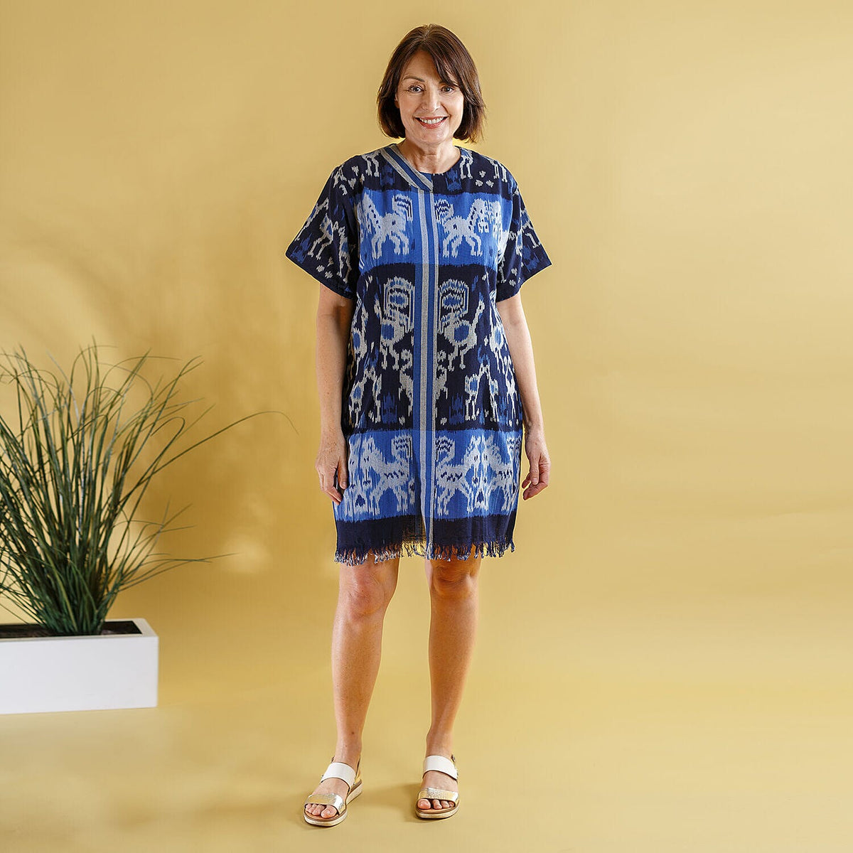 Bali Collection - 100% Cotton Casual Dress  - Blue V32575756 0