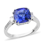 RHAPSODY 950 Platinum AGI Certified & Appraised AAAA Tanzanite and Diamond (VS-E-F) Ring 3.70 Ct.