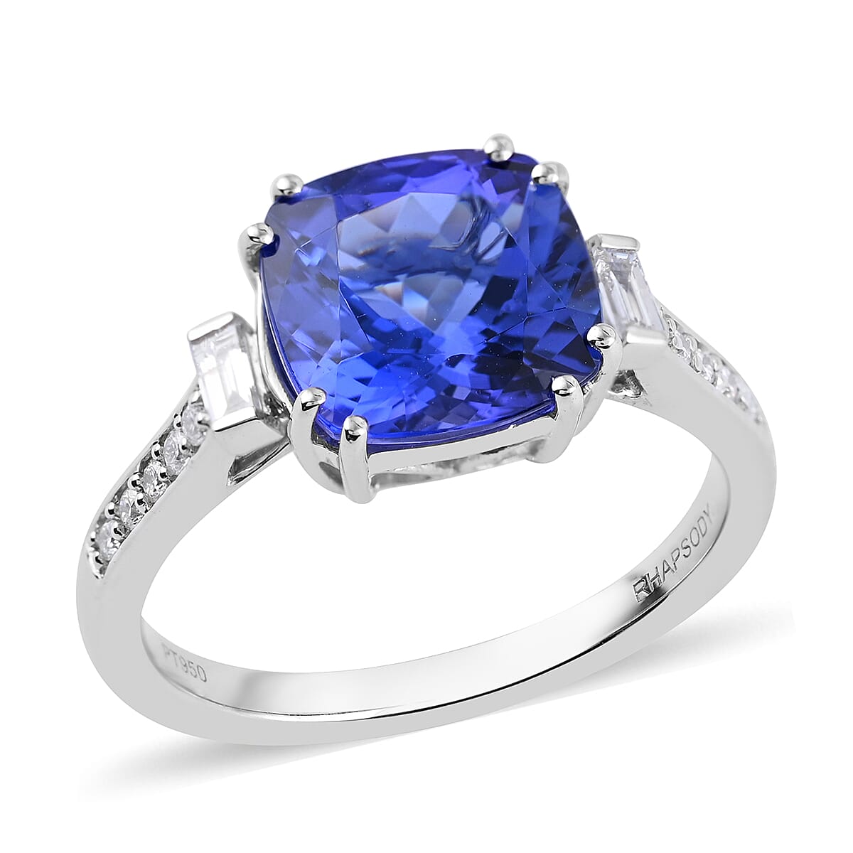 RHAPSODY 950 Platinum Trilogy AAAA Tanzanite Ring with Diamond 3.70 Ct. 8729479 0