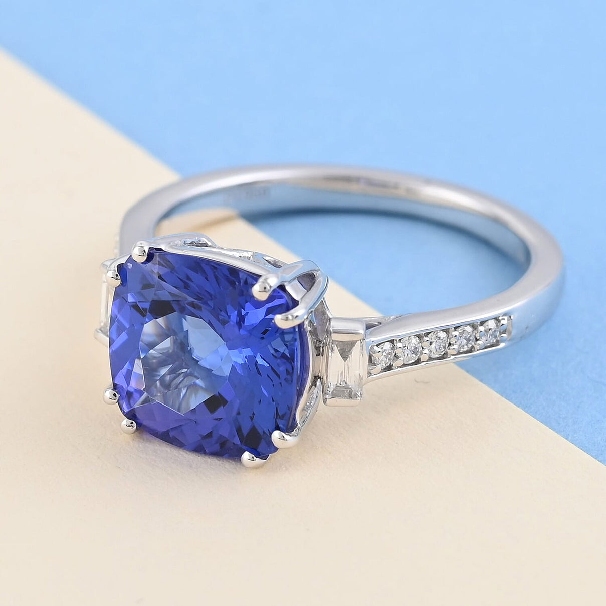 RHAPSODY 950 Platinum Trilogy AAAA Tanzanite Ring with Diamond 3.70 Ct. 8729479 2