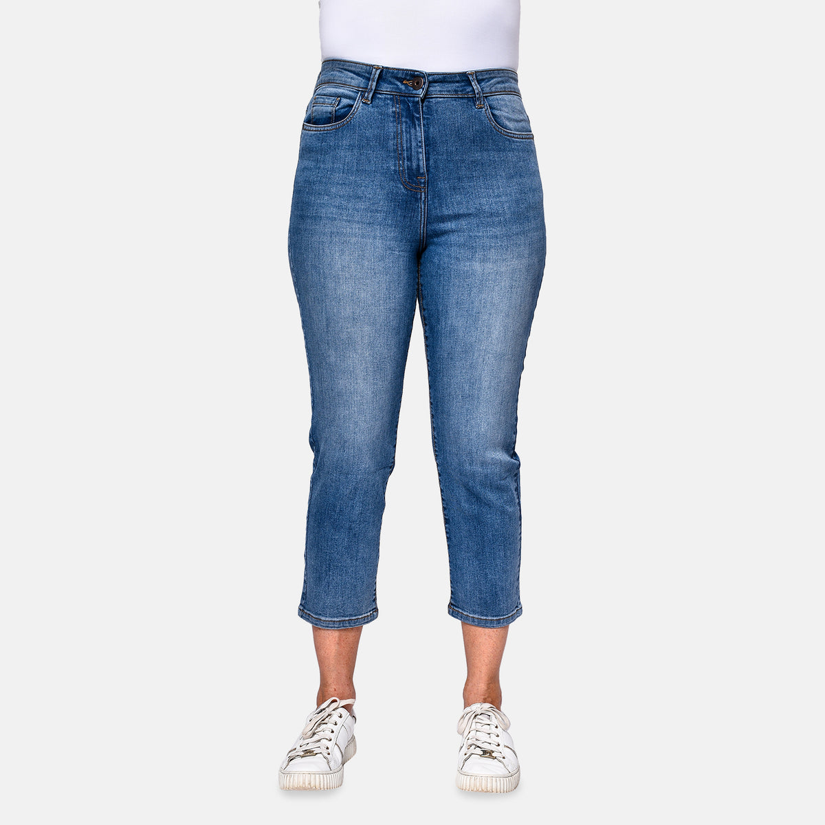 Tamsy Stretch Cropped Jean - Mid Blue 8731316 0