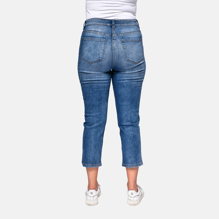 Tamsy Stretch Cropped Jean - Mid Blue 8731320 2