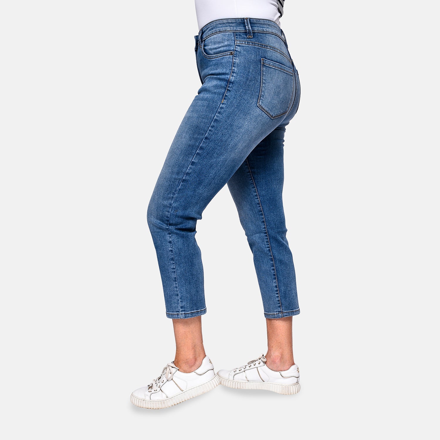 Tamsy Stretch Cropped Jean - Mid Blue V32367117 7