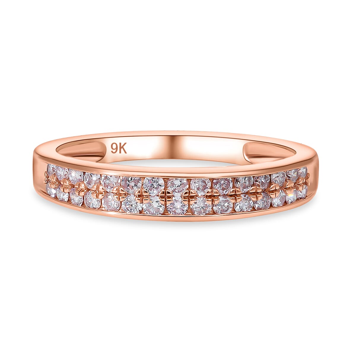 9K Rose Gold Half Eternity Pink Diamond Ring 0.50 Ct., Wt. 2.40 Gms 8732003 0