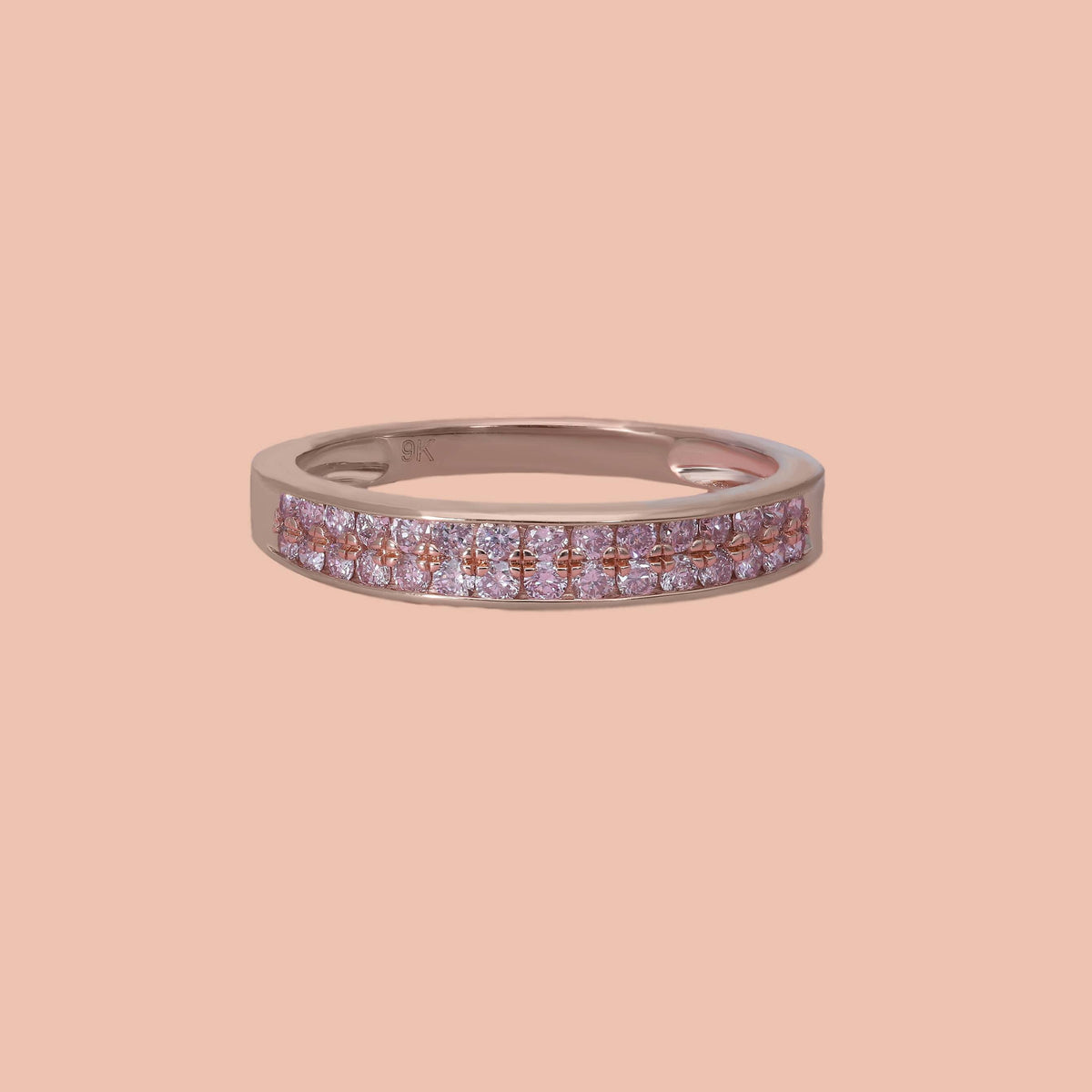 9K Rose Gold Half Eternity Pink Diamond Ring 0.50 Ct., Wt. 2.40 Gms 8732003 2