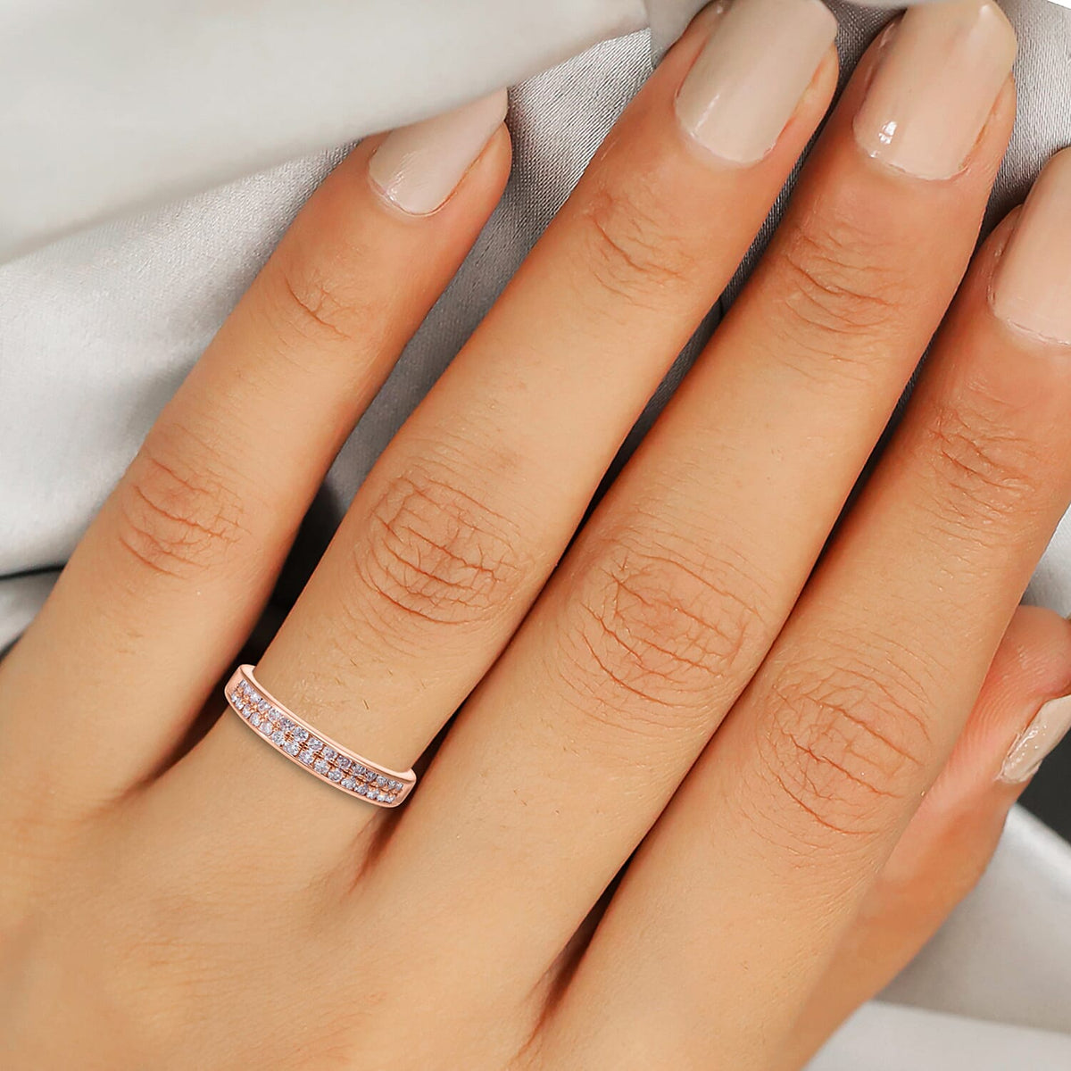 9K Rose Gold Half Eternity Pink Diamond Ring 0.50 Ct., Wt. 2.40 Gms 8732003 3