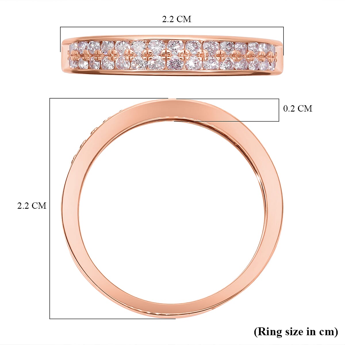 9K Rose Gold Half Eternity Pink Diamond Ring 0.50 Ct., Wt. 2.40 Gms 8732003 6