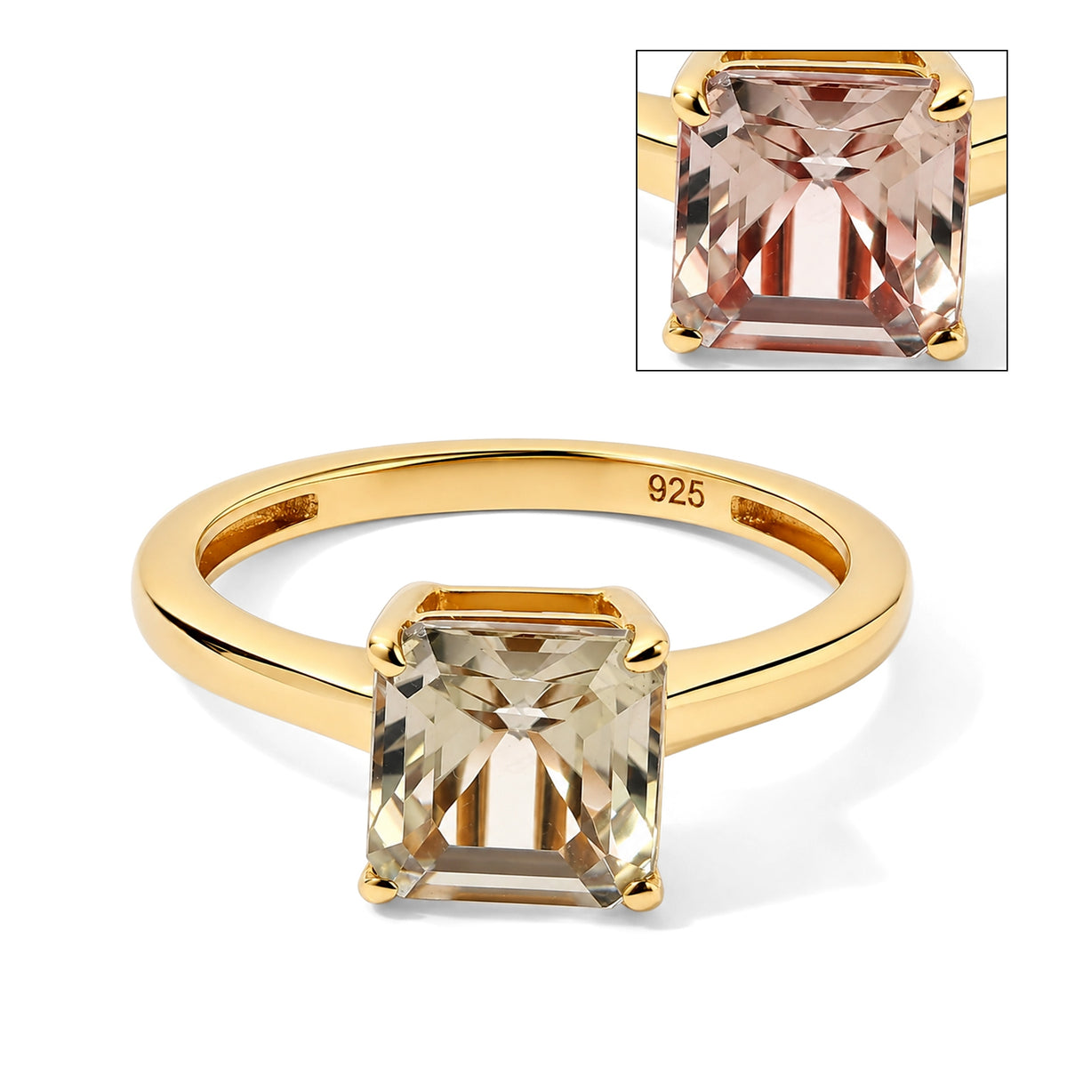 D'Joy - AAA Turkizite Solitaire Ring in 18K Vermeil Yellow Gold Plated Sterling Silver 2.00 Ct. 8734775 0