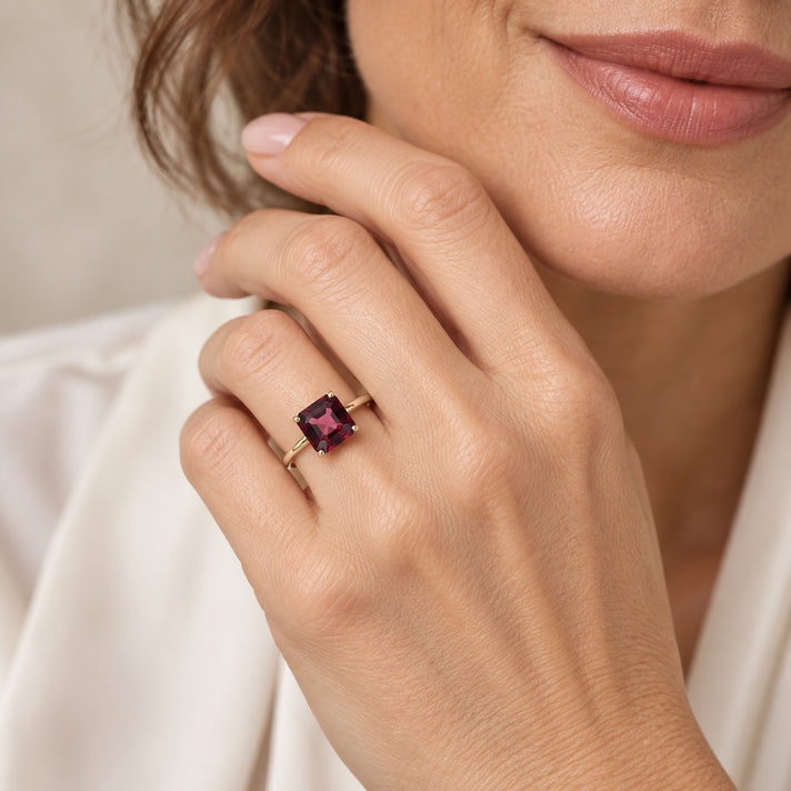 First Time Ever- THE ORISSA 9K Yellow Gold AAA Orissa Natural Rhodolite Garnet Solitaire Ring 4.34 Ct. 8734821 2